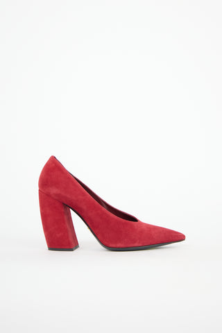 Prada Suede Block Heel Pump