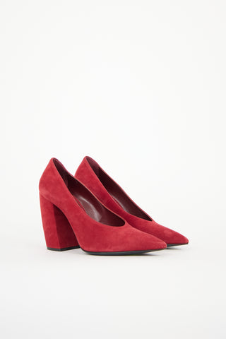Prada Suede Block Heel Pump