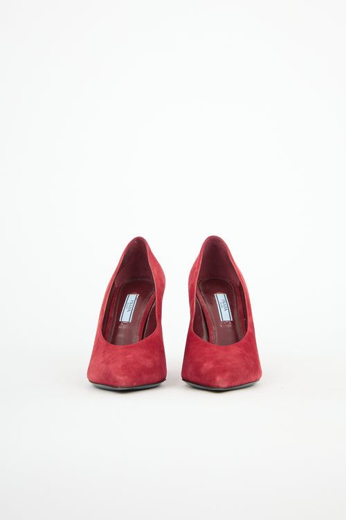 Prada Suede Block Heel Pump