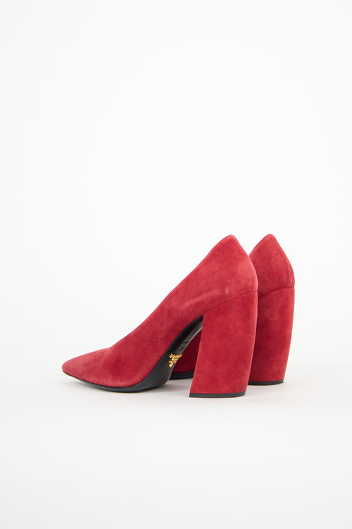 Prada Suede Block Heel Pump