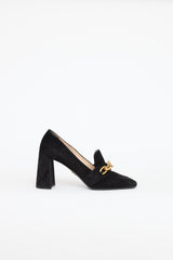 Prada Suede Chain High Heel Loafer