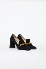 Prada Suede Chain High Heel Loafer