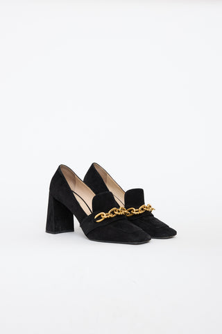 Prada Suede Chain High Heel Loafer