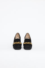 Prada Suede Chain High Heel Loafer