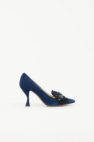 Prada Suede Embellished Pump