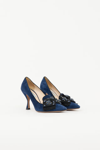 Prada Suede Embellished Pump