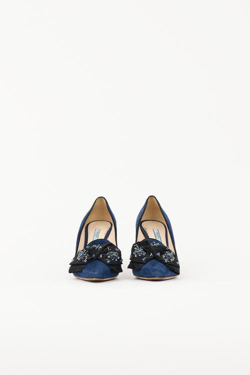 Prada Suede Embellished Pump