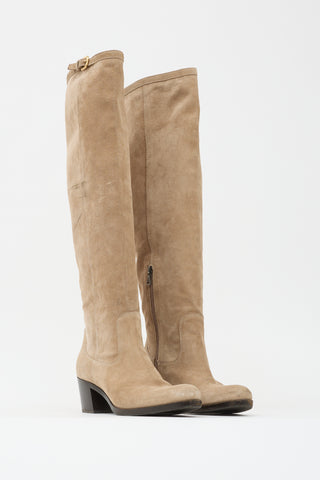 Prada Suede Knee High Boot
