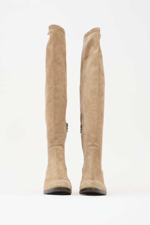 Prada Suede Knee High Boot