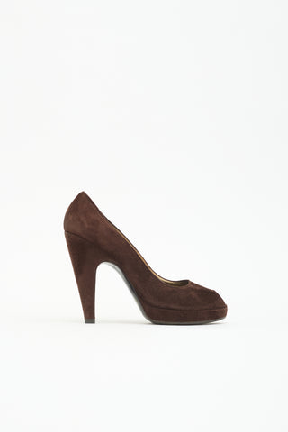 Prada Suede Peep Toe Pump
