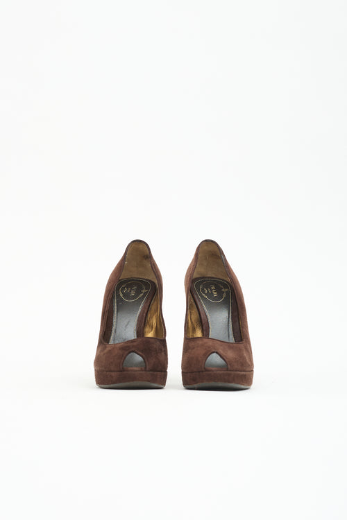 Prada Suede Peep Toe Pump