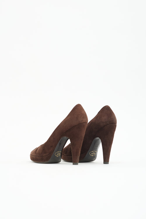 Prada Suede Peep Toe Pump