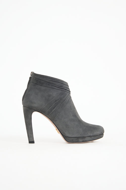 Prada Suede Pleated Bootie