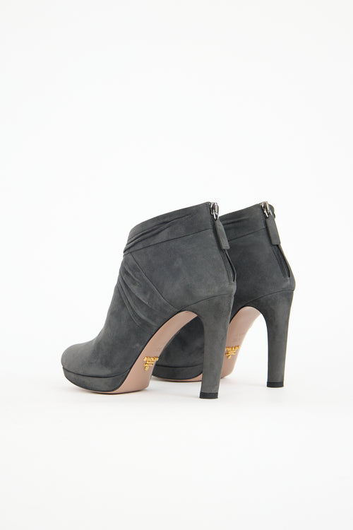 Prada Suede Pleated Bootie