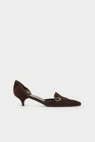 Prada Suede Square Toe  Heel