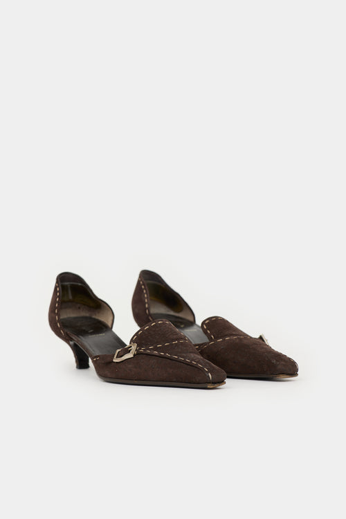 Prada Suede Square Toe  Heel