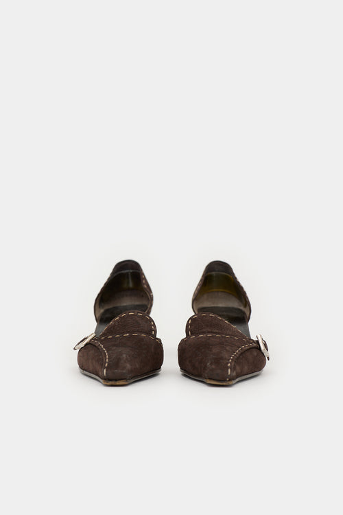 Prada Suede Square Toe  Heel