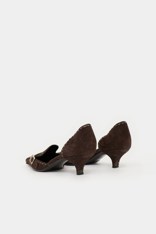 Prada Suede Square Toe  Heel