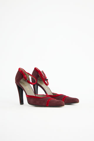Prada Suede Velvet Trim Pump