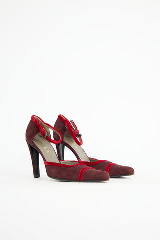 Prada Suede Velvet Trim Pump