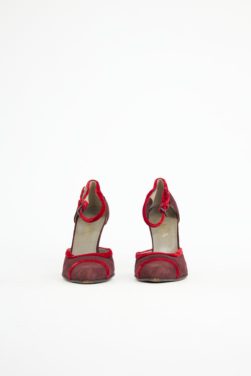 Prada Suede Velvet Trim Pump