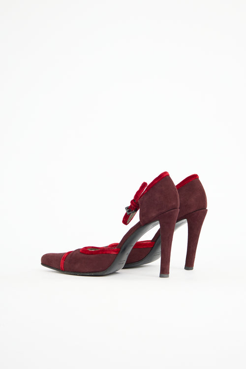 Prada Suede Velvet Trim Pump