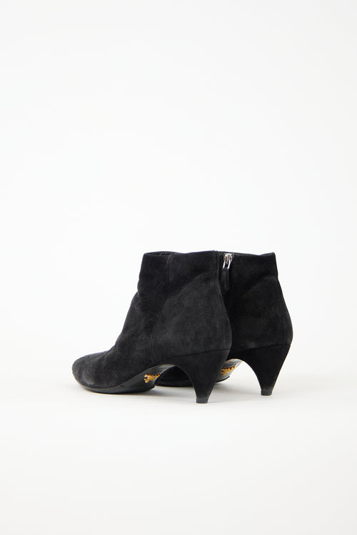 Prada Suede Pointed Toe Bootie