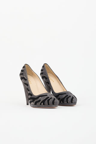 Prada Suede Appliqué Pump