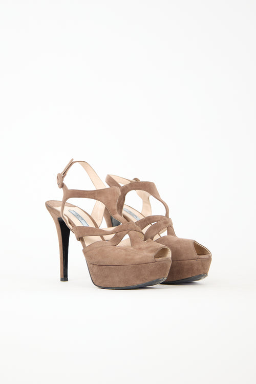 Prada Suede Caged Platform Heel
