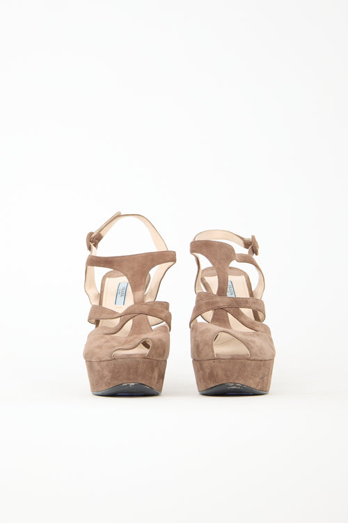 Prada Suede Caged Platform Heel