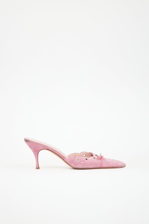 Prada Suede Grommet Mule