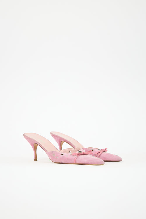 Prada Suede Grommet Mule