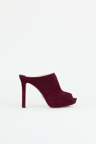 Prada Suede Peep Toe Mule