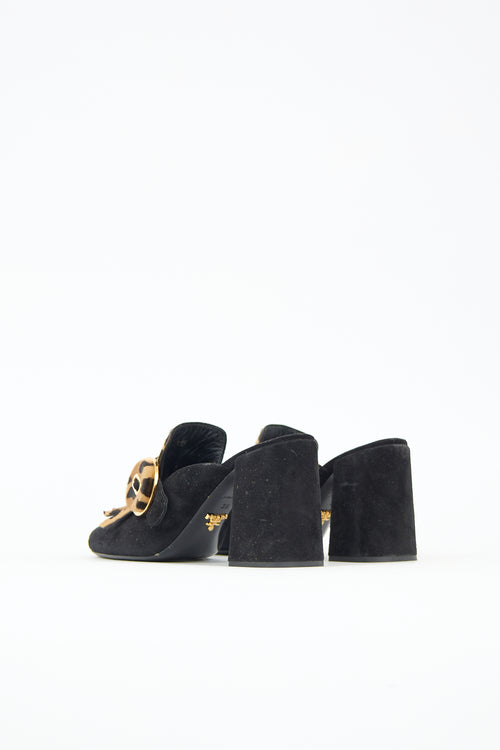 Prada Suede Printed Fringe Mule