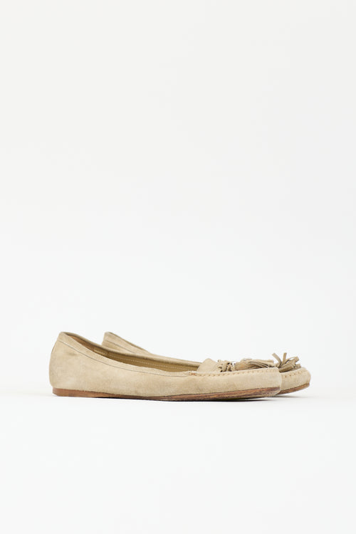 Prada Suede Tassel Driving Loafer