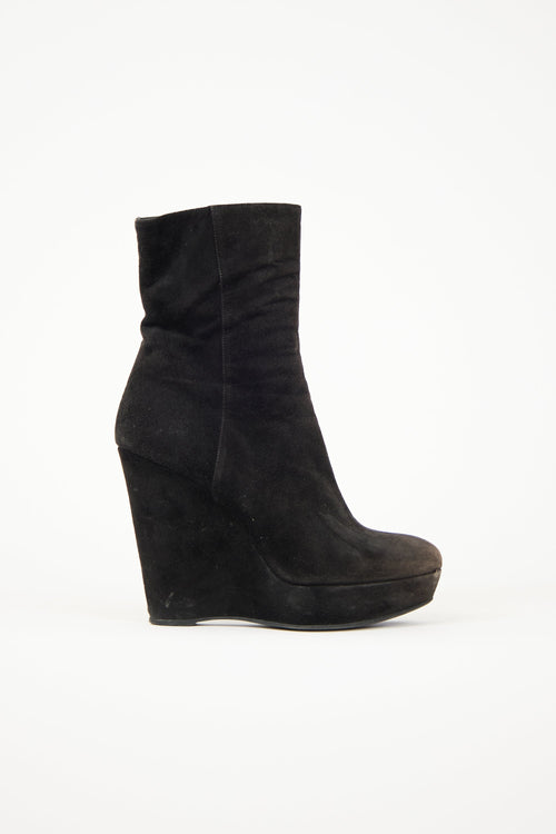 Prada Suede Wedge Boot