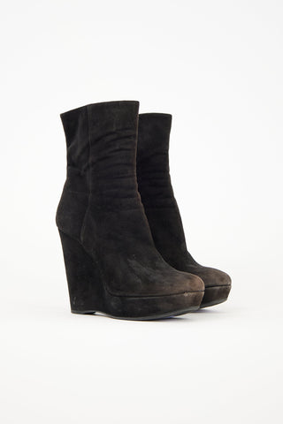 Prada Suede Wedge Boot