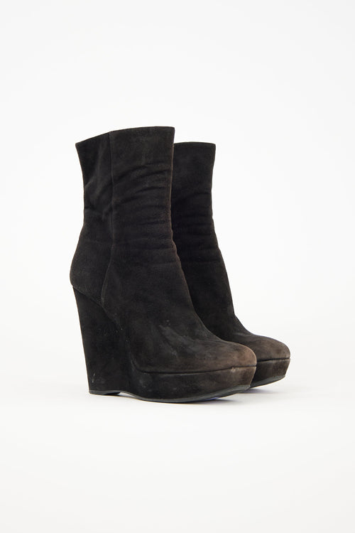 Prada Suede Wedge Boot