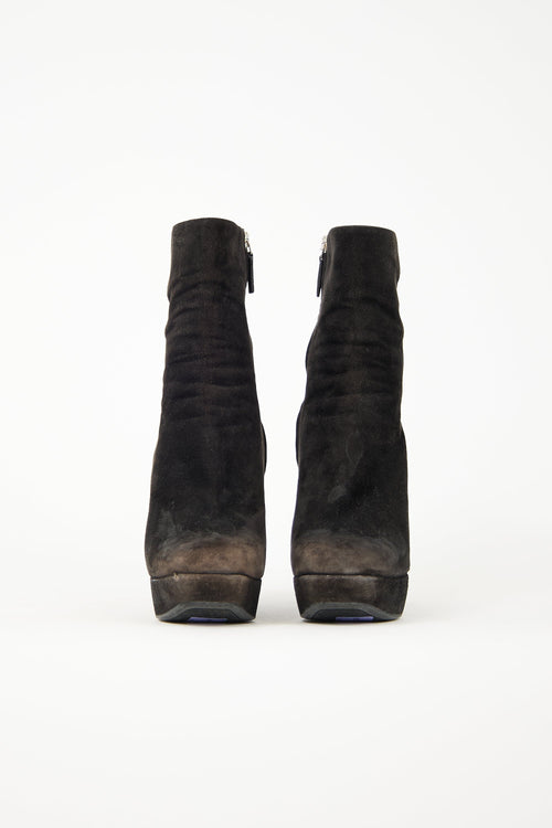 Prada Suede Wedge Boot