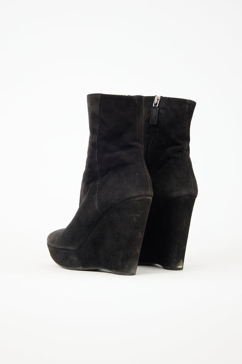 Prada Suede Wedge Boot