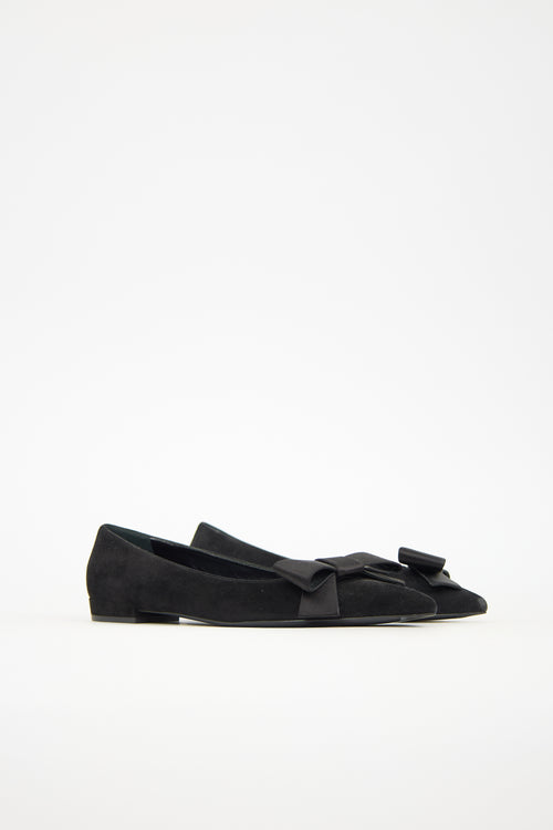 Prada Suede & Satin Bow Flat