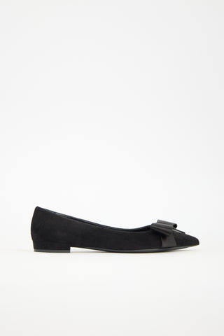 Prada Suede & Satin Bow Flat