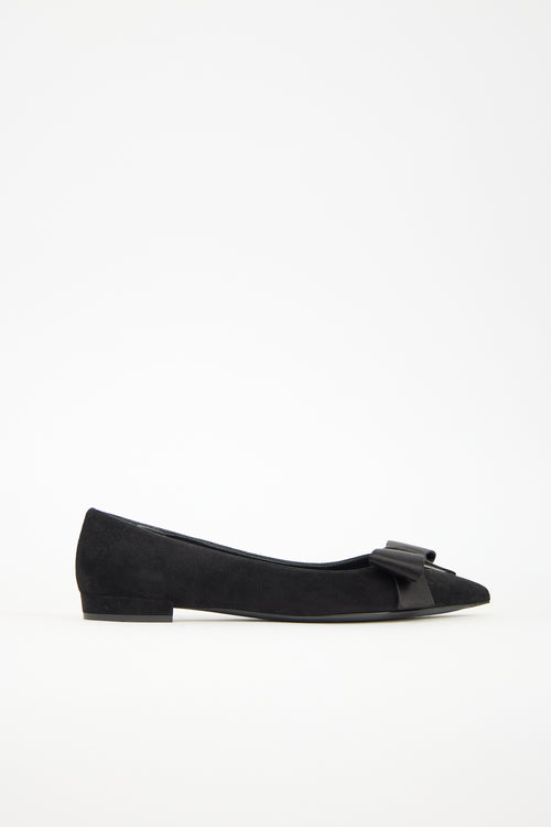 Prada Suede & Satin Bow Flat