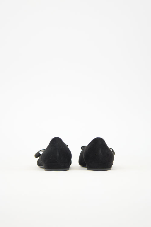Prada Suede & Satin Bow Flat