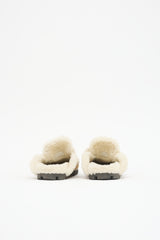Prada Suede & Shearling Logo Mule