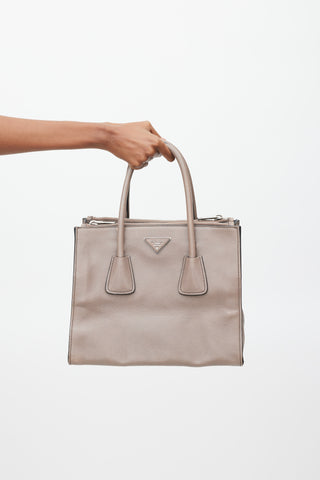 Prada Taupe & Silver Leather City Bag