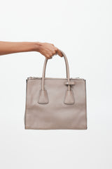 Prada Taupe & Silver Leather City Bag