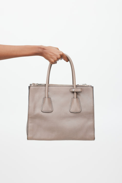 Prada Taupe & Silver Leather City Bag