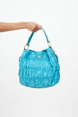 Prada Teal Tessuto Gaufre Nylon Shoulder bag