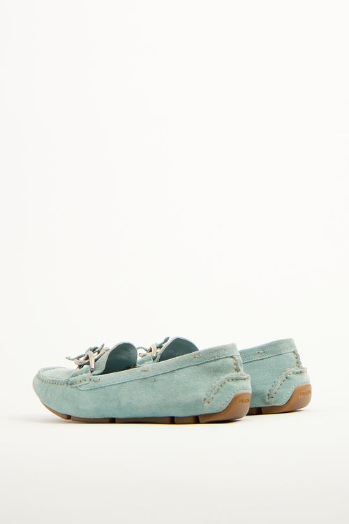 Prada Teal Suede Driving Loafer